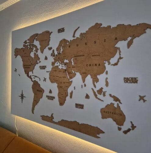 Weltkarte Holz Wanddekoration - Helle Eiche photo review