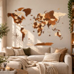 3D Weltkarte Holz – Multicolor