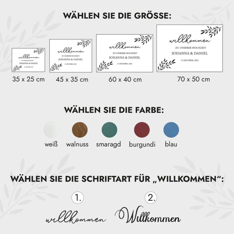 Willkommensschild Hochzeit aus Holz – Bild 3