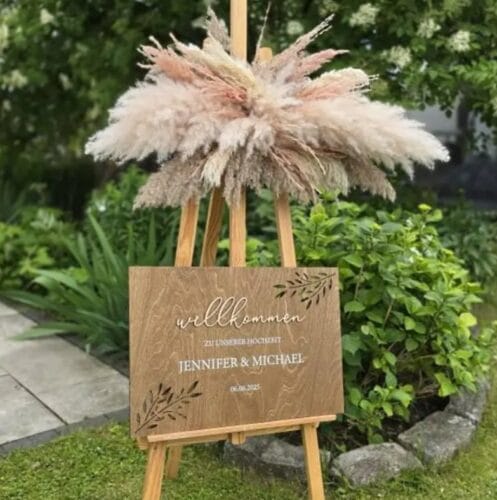 Willkommensschild Hochzeit aus Holz photo review