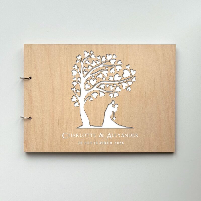 Gästebuch Hochzeit Paar unter Herzbaum Horizontal – Bild 3