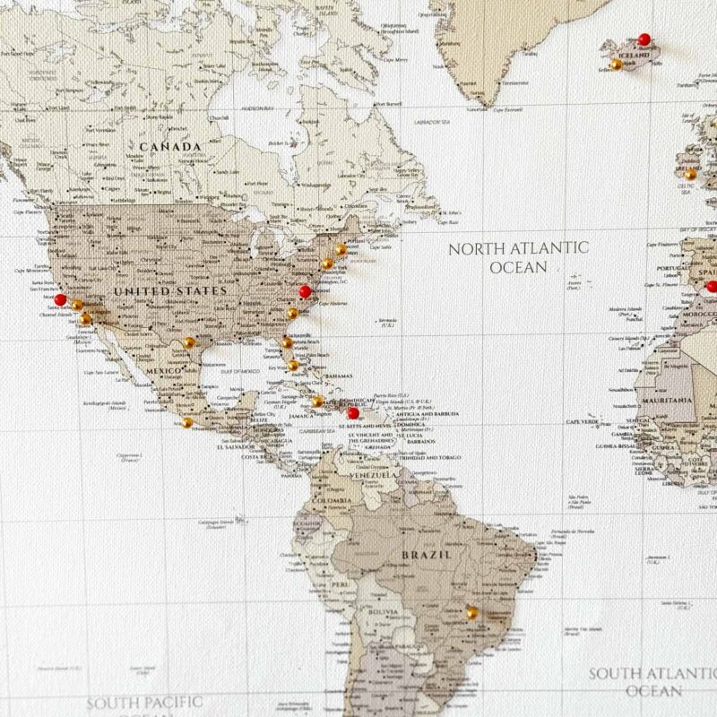 Pinnwand Weltkarte Leinwand - Pastell Beige – Bild 6