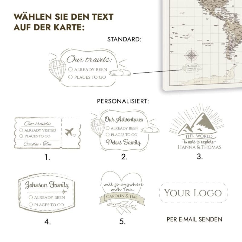 Weltkarte Pinnwand Leinwand - Gelb-Rot – Bild 5