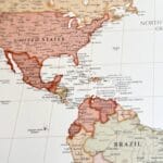 Weltkarte Pinnwand Leinwand - Gelb-Rot – Bild 8