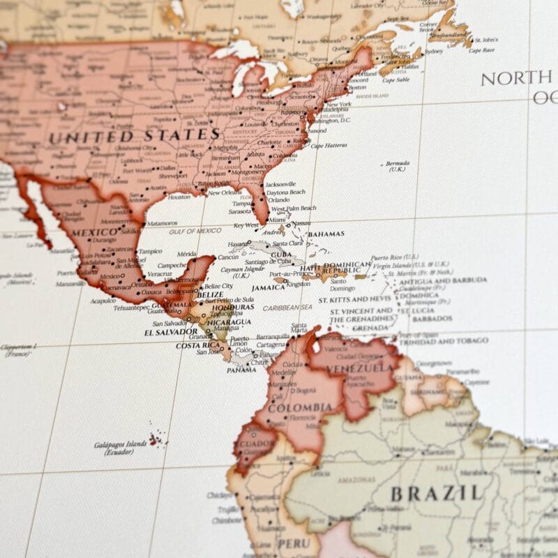 Weltkarte Pinnwand Leinwand - Gelb-Rot – Bild 8