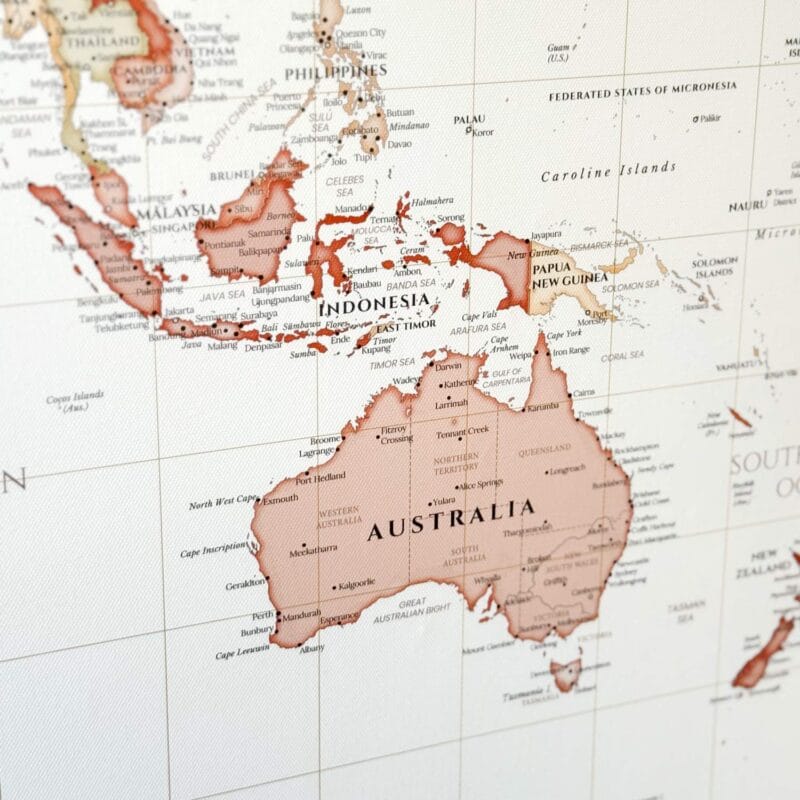 Weltkarte Pinnwand Leinwand - Gelb-Rot – Bild 6